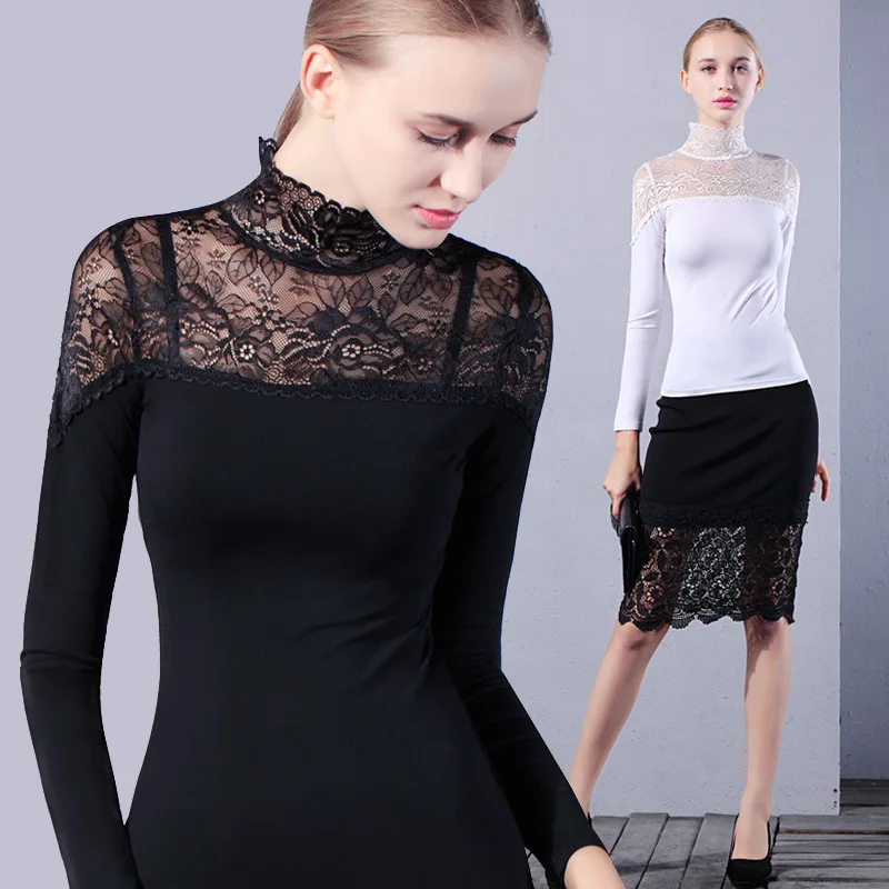 

Lace Ballroom Dance Wear Top For Women Waltz Standard Dance Tango Rumba Salsa Practice Shirts Modal Home Training Tops DC4458