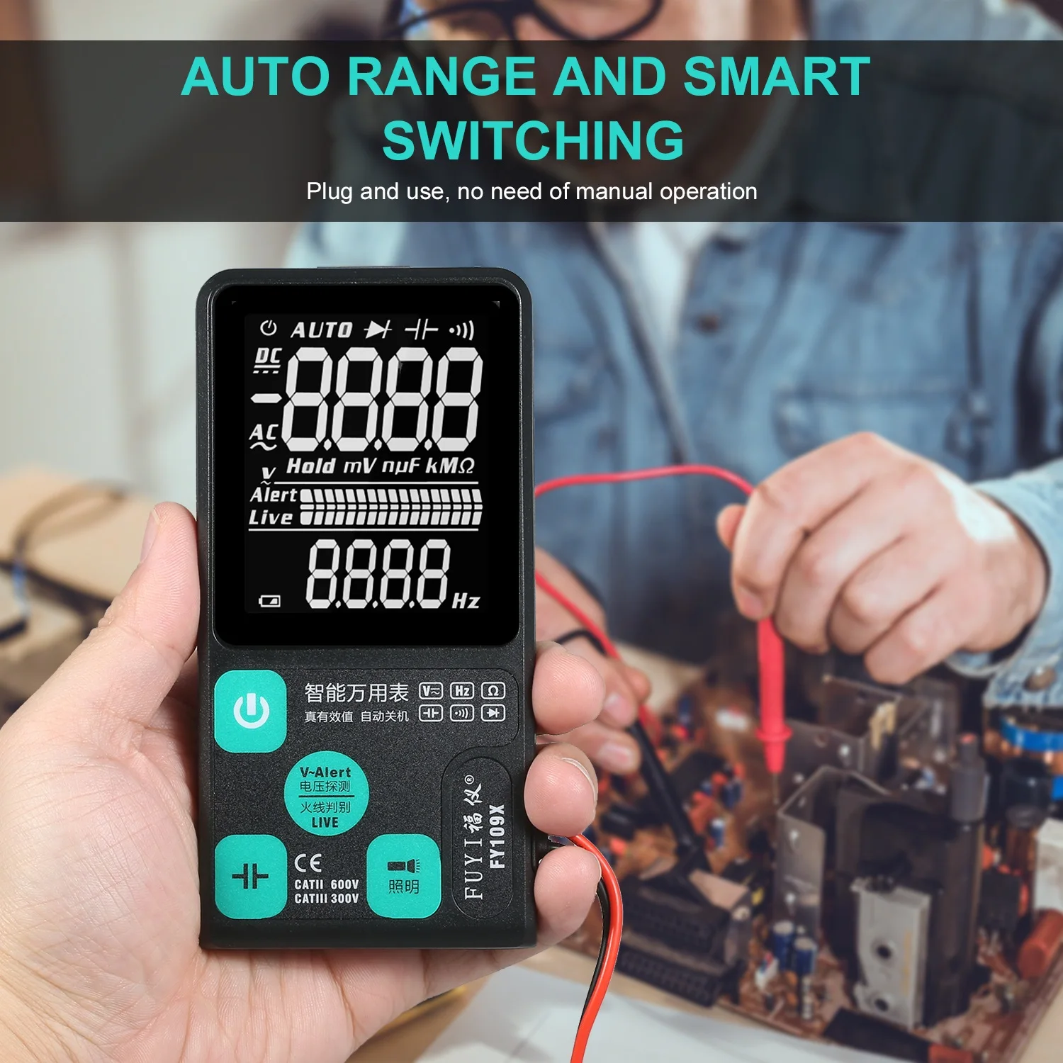 

FUYI FY109X FY109S Multimeter Digital Meter AC/Direct Current Voltage NCV Tester Resistance Capacitance Frequency Measurement