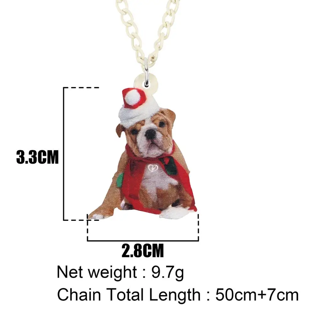 Bonsny Акриловая Рождественская шляпа бульдог искусственная цепь чокер животные