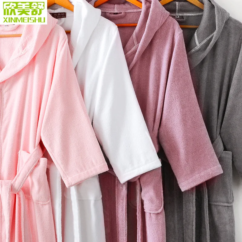 Банный халат для мужчин и женщин Осень-зима 100% хлопок полотенце ночная рубашка с