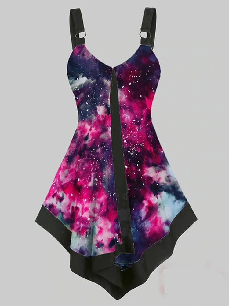 

Tie Dye Tank Top Women Sexy Backless Summer Silky Sleep Wear Plus Size Aesthetic Starry Sky Casual Sleeveless Graphic Tank Dress