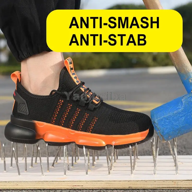 

Защитная обувь для женщин и мужчин, рабочие ботинки, Рабочая обувь со стальным носком, противоударные дышащие рабочие кроссовки, Рабочая об...