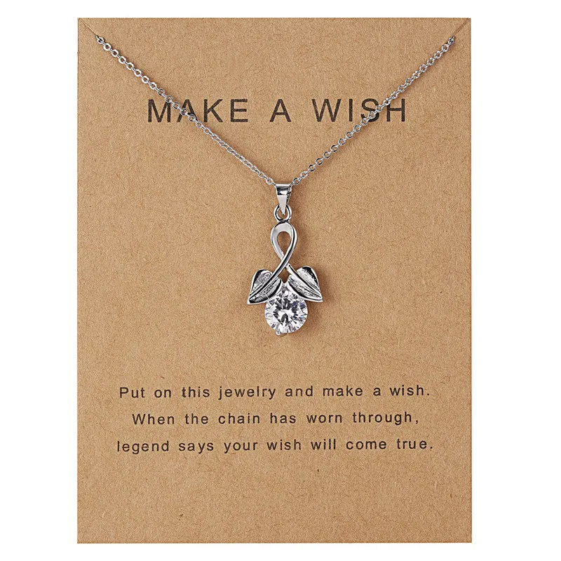 Make a Wish paper модное ожерелье с кулоном из натурального камня для женщин винтажное ожерелье с кулоном в виде дельфина в форме капли воды очаровательное ювелирное изделие в подарок - Окраска металла: 8