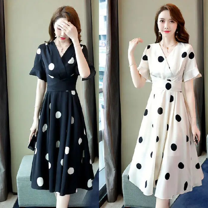 

Vintage Korea Casual Long Boho Dresses Chic Print Dress Sexy Clothing Flare Sleeve V-Neck Office Lady Bandage Dresses Women
