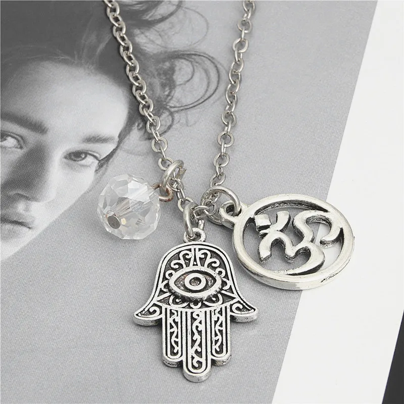 1 шт. Палм буддийский Ом Символ Лотос Йога кулон ожерелья для женщин чокер Lucky Jewelry