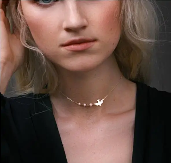 

High Quality Clavicle Chain Jewelry Gold Silver Color Bird Pigeon Hearts Stars Choker Necklaces for Women Daily Collares