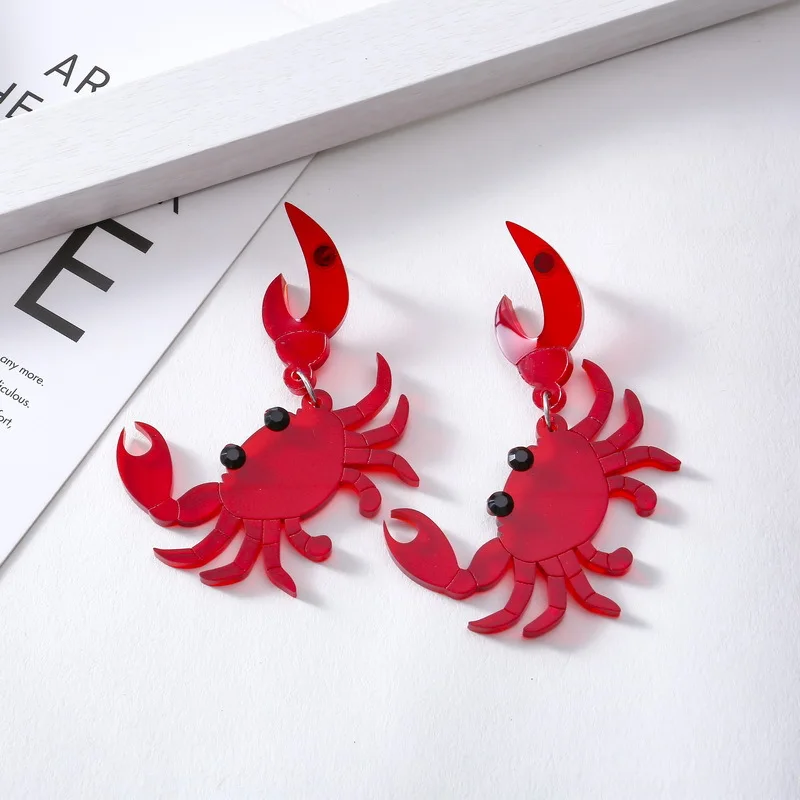 

Ocean cute octopus lobster fantasy pearl earrings red crab acrylic earrings women party Accessory
