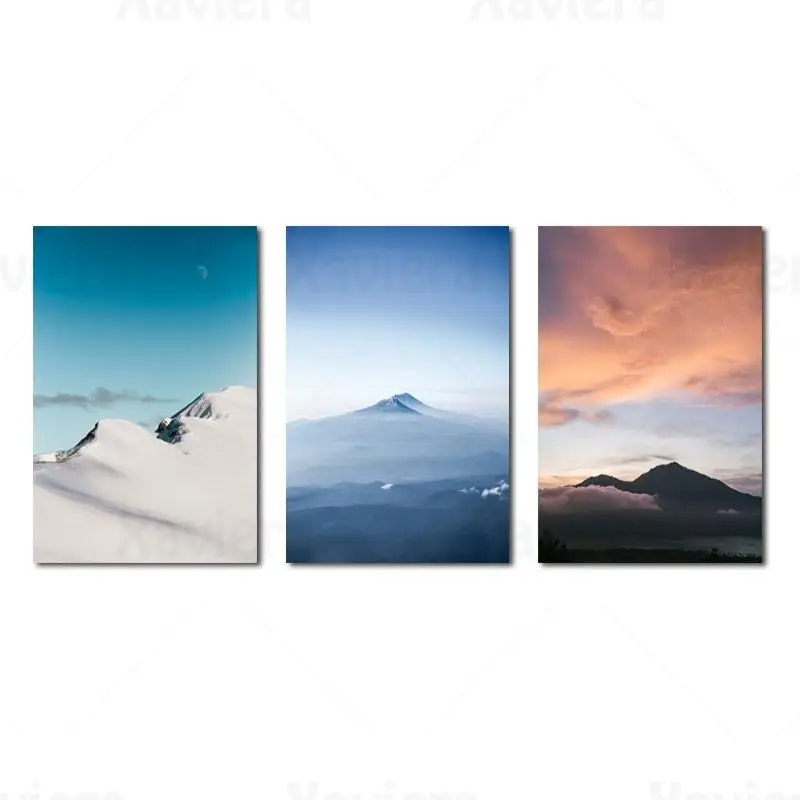 

Minimalist Nordic Canvas Print Landscape Mountain Snow Mist Decorative Painting Wall Art Poster Home Living Room Wall Picture