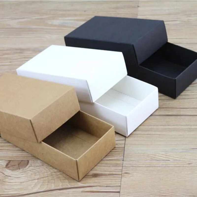 

10pcs/lot 10 Sizes Kraft Black White Paper Box Blank Paper Gift Packaging Box Cardboard Box With Lid Gift Large Carton Boxes