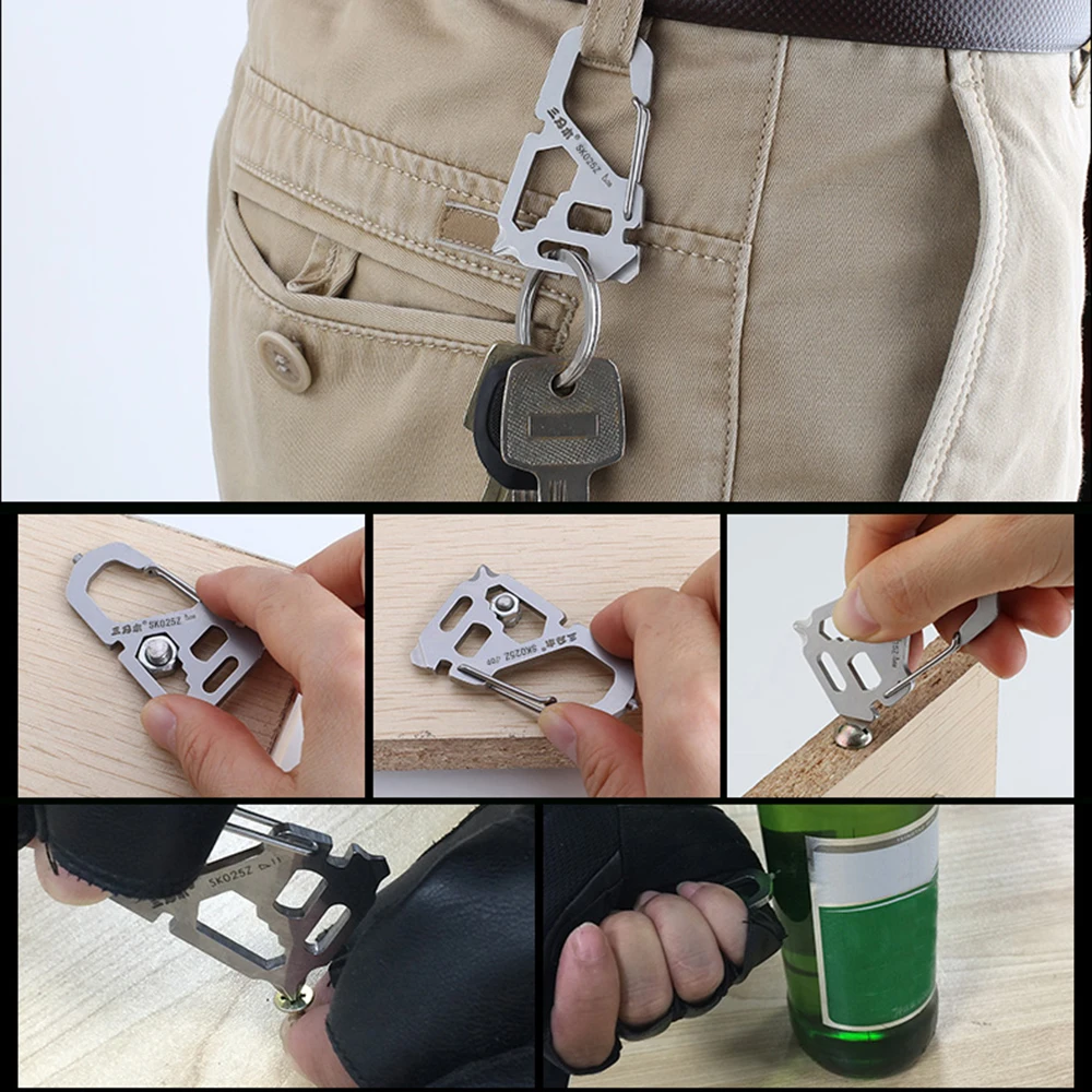 

Multifunctional Carabiner Keychain Stainless Steel Outdoor Survival Gear Pocket Tool For Backpacking Camping Hiking Fishing