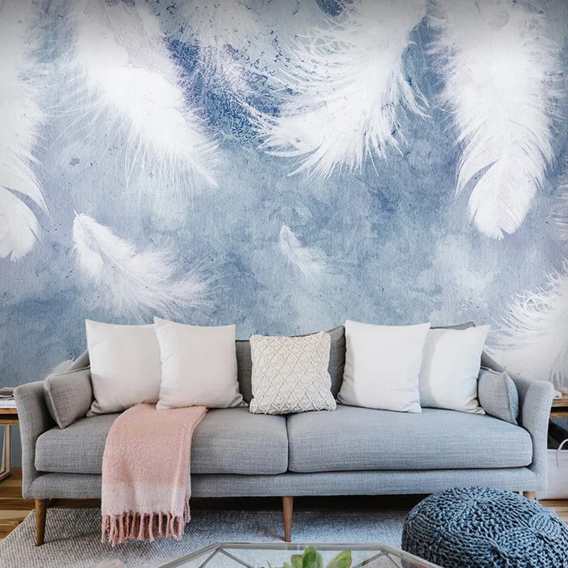 3D обои в стиле Ins с розовыми перьями скандинавском для спальни салона красоты