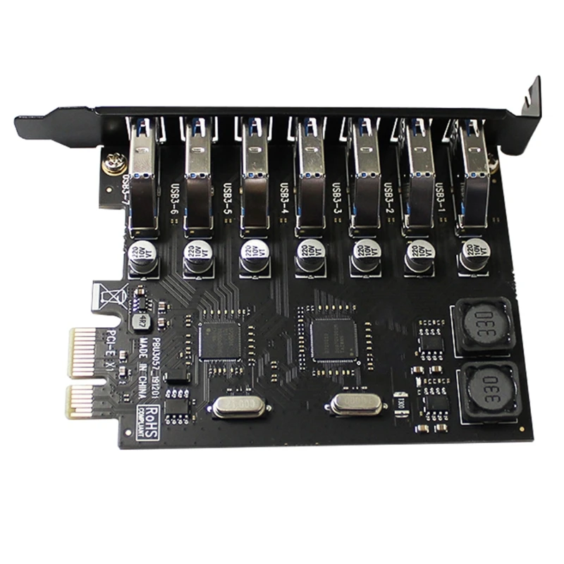 

USB 3.0 PCI Express Adapter PCI-e x1 to 7 USB 3.0 Ports Controller Converter PCI-E to USB 3.0 Expansion Multiplier Card QXNF