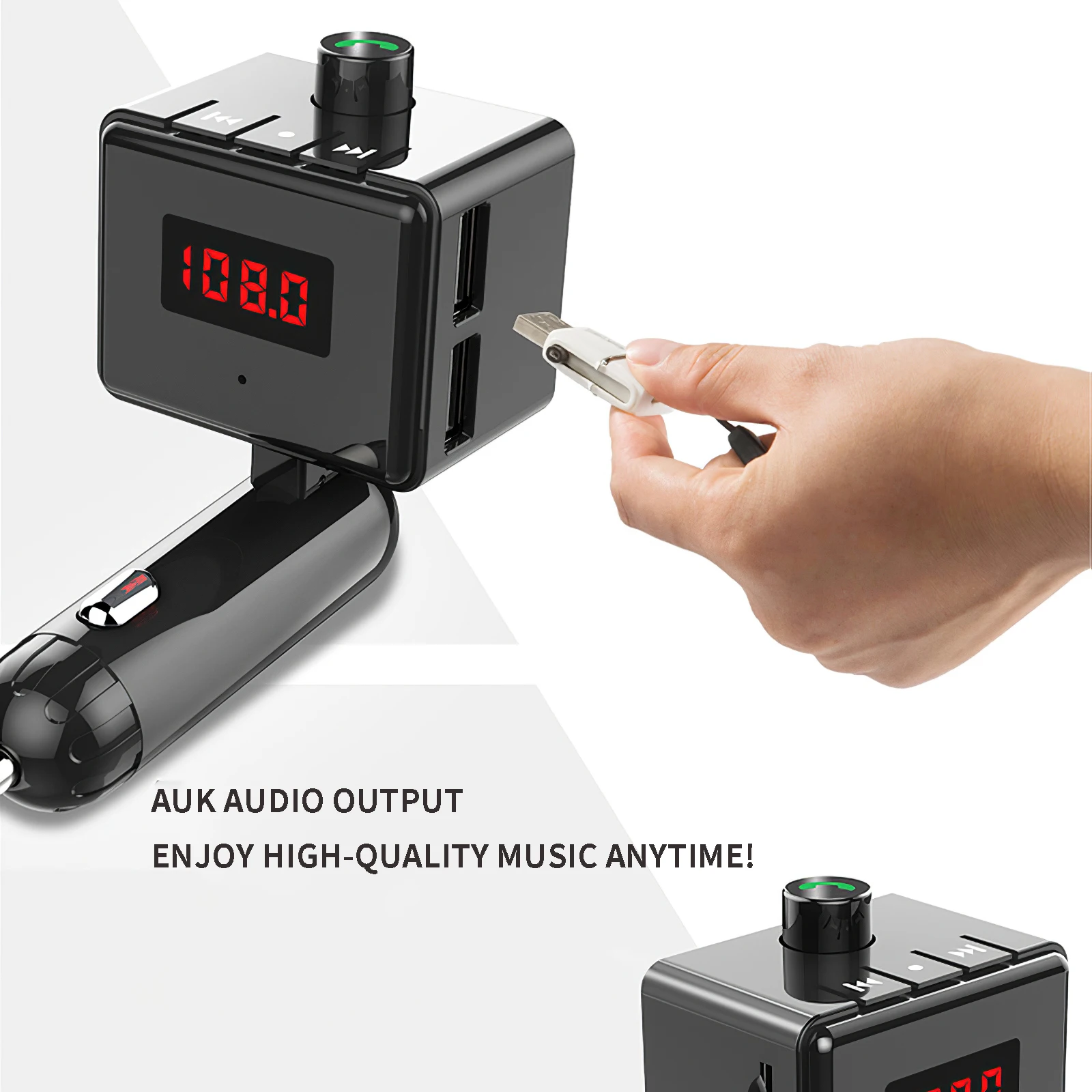 

TiOODRE Bluetooth FM Transmitter MP3 Player USB Charger Handsfree Car Kit With 2 USB Ports Clear Digital Display Screen for Auto