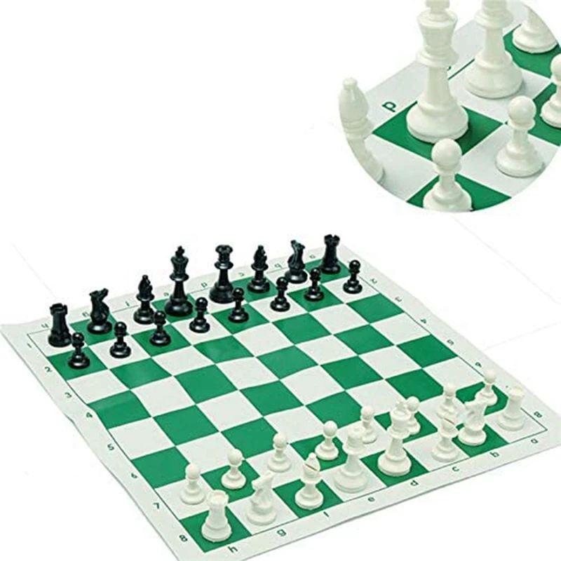 

Portable Chess Traditional Chessboard Set for Tournament Club with Roll-Up Board Chess Game
