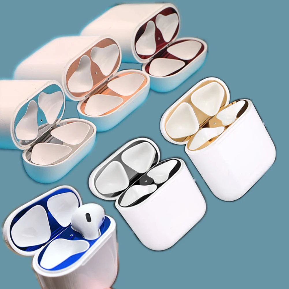 Новый стикер для защиты от пыли металлический смешанный материал Apple Airpods коробка