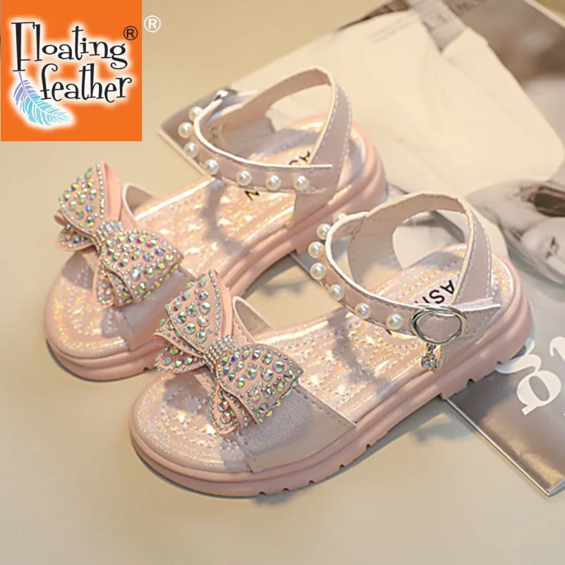 

Size 26-36 Children Bowknot Pearl Princess Shoes For Girls Soft Sole Crystal Beach Shoes For Kids Girls Open-toe Light Sandals