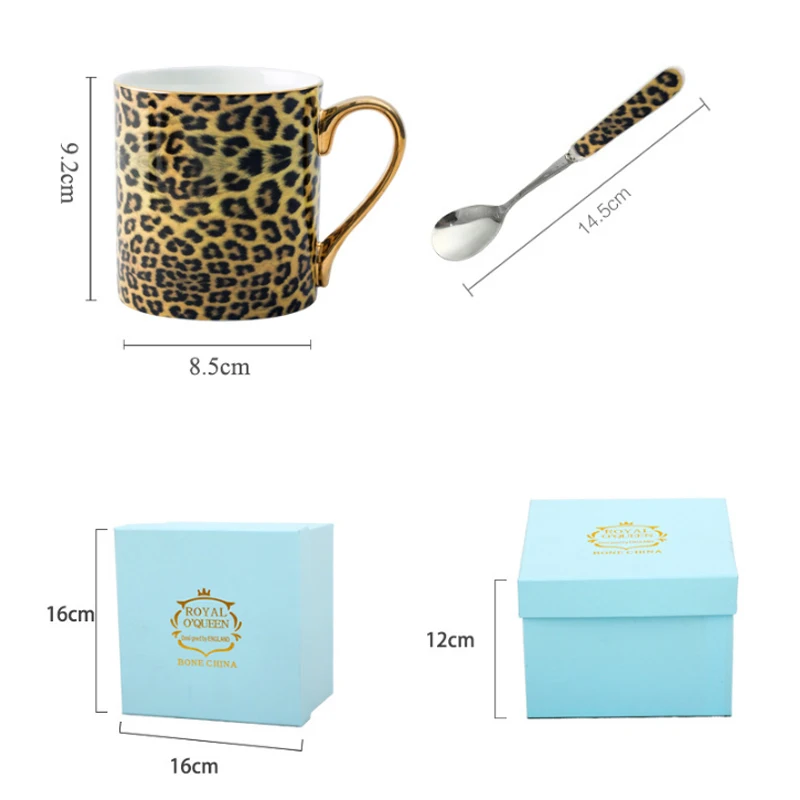 Творческие подарки Роскошная леопардовая кружки с печатью коробкой Керамика