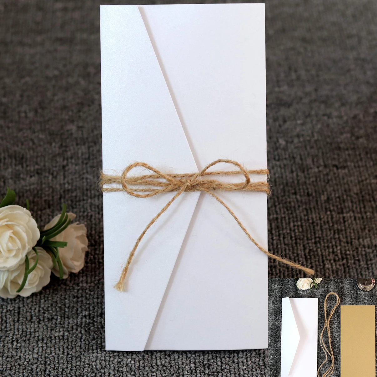 Свадебные пригласительные карты праздничные карманные приглашения Бежевые