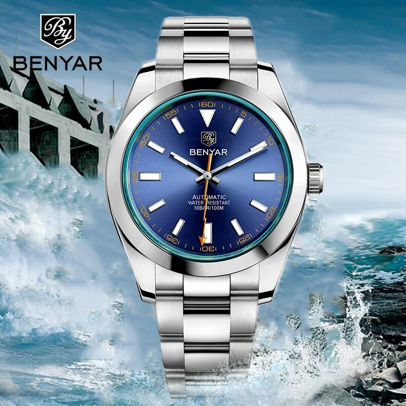 NEW BENYAR Luxury Brand Men Military Sport Watches Men's Mechanical Clock 316L Steel 50M Waterproof Date Wristwatch Reloj Hombre