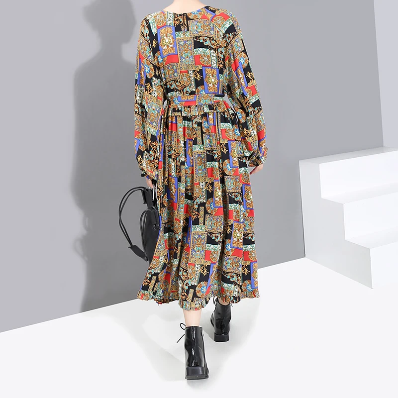 * Новинка 2019 Женское зимнее Модное Длинное Платье до середины икры с принтом