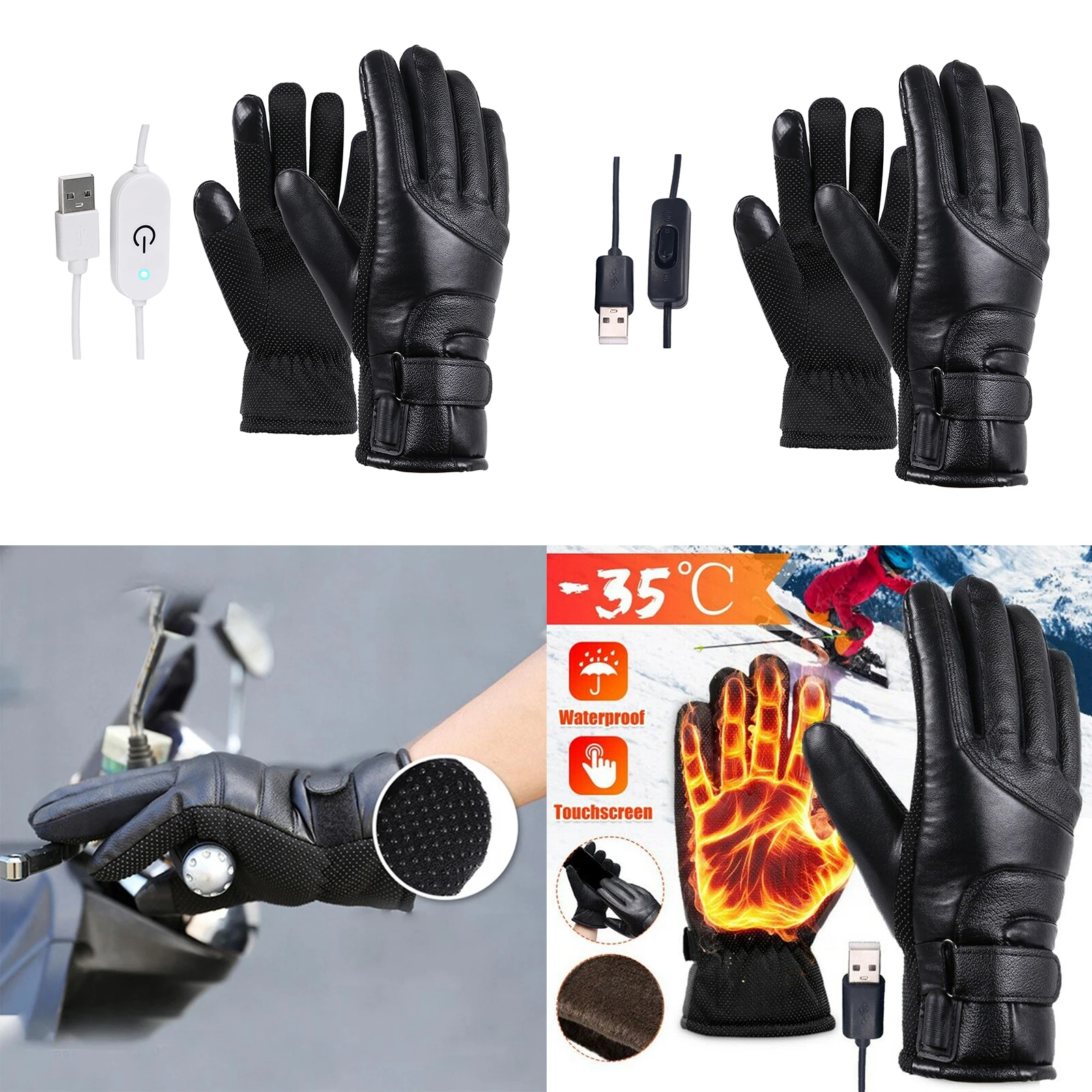 

Зимние перчатки с электрическим подогревом, водонепроницаемые, ветрозащитные, для езды на велосипеде, Теплый Сенсорный экран с питанием от ...
