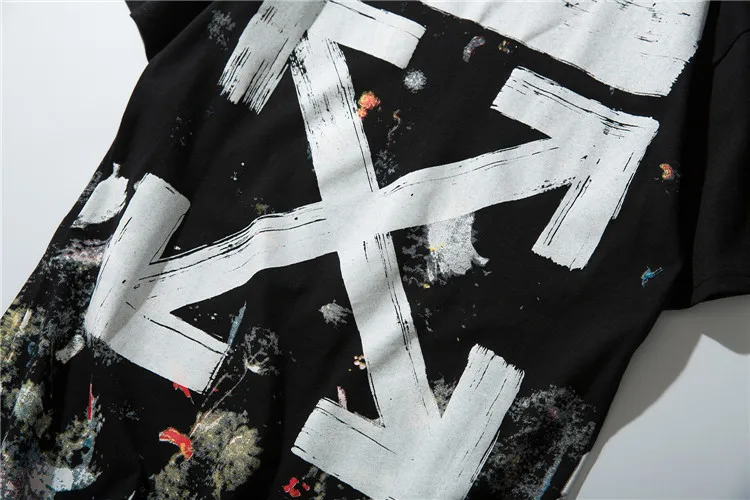 

OFF OW Starry Sky Fireworks Short Sleeve European and American Trendy Brand WHITE Base Shirt Trend