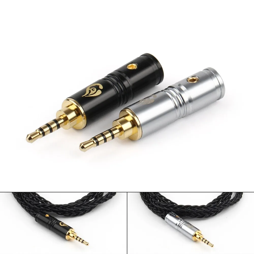 

5PCS 2.5mm Audio Adapter 4 Pole Stereo Male Plug Stereo Soldering Jack 2.5 Gold Rhodium Plated Copper Earphone Wire Connector