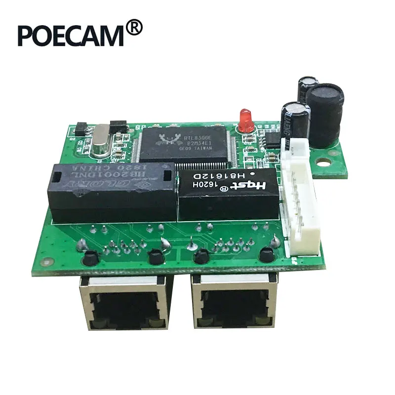 RJ45 on the Opposite Быстрая Мини-Плата 10/100 Мбит/с 2 портами ethernet, сетевой концентратор lan, плата переключения, двухслойная печатная плата, 2 rj45, 1*8 pin, головная панель, планшеты, usb flash, 3d - Цвет: RJ45 on the Opposite