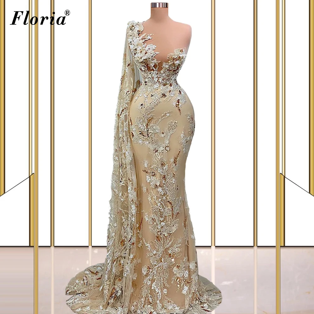 

Женское платье-Русалка на одно плечо, вечернее турецкое платье с цветочным принтом, модель 2022 года