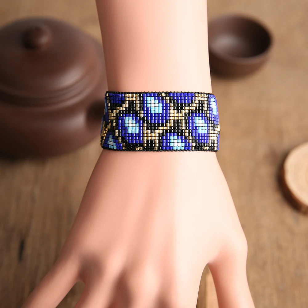 Женский Браслет-манжета Rttooas голубой браслет с черепаховым узором MIYUKI модные