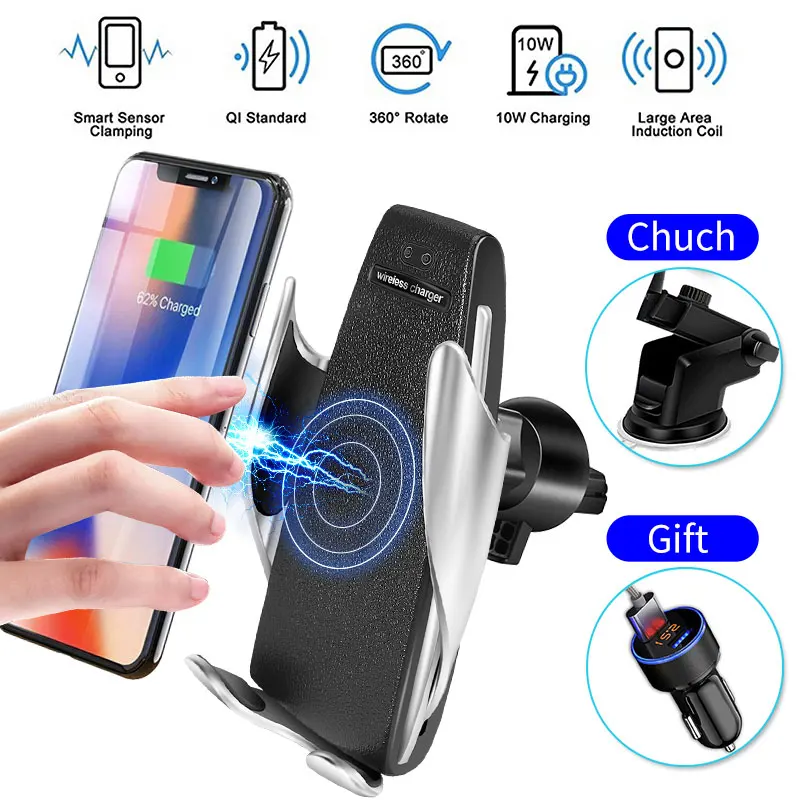 Автомобильное беспроводное зарядное устройство для iPhone Xs Max XR X Samsung Xiaomi с
