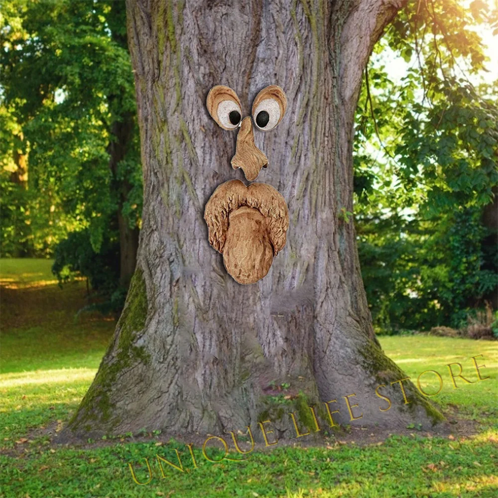 

8 Kinds Bark Ghost Face Facial Features Old Man Tree Hugger Yard Art Decorations Easter Props Monsters Sculpture Outdoor