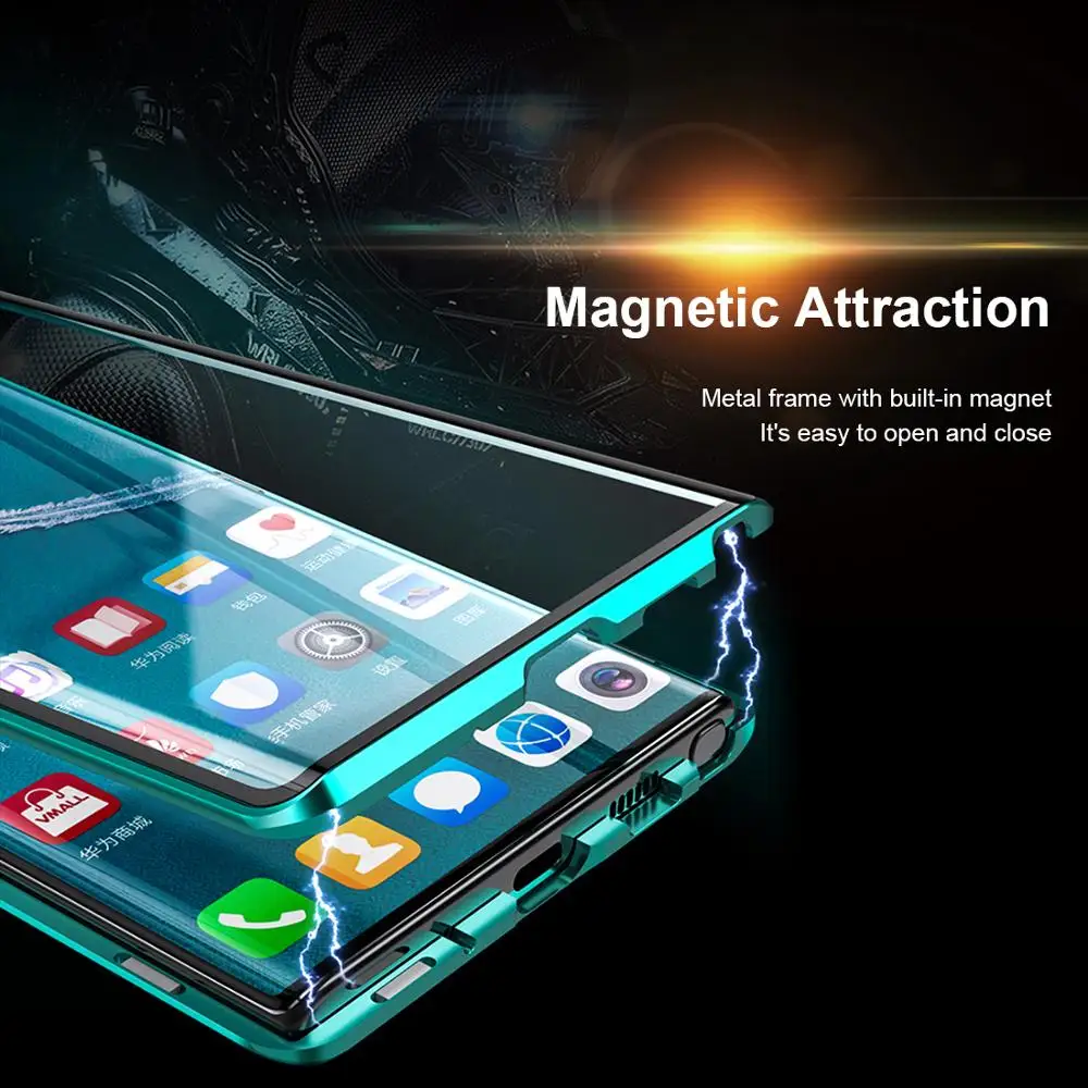 Double sided glass Metal Magnetic Case for Samsung Galaxy Note 10 Plus Phone Case 360 Full Protection Case For Galaxy Note 10