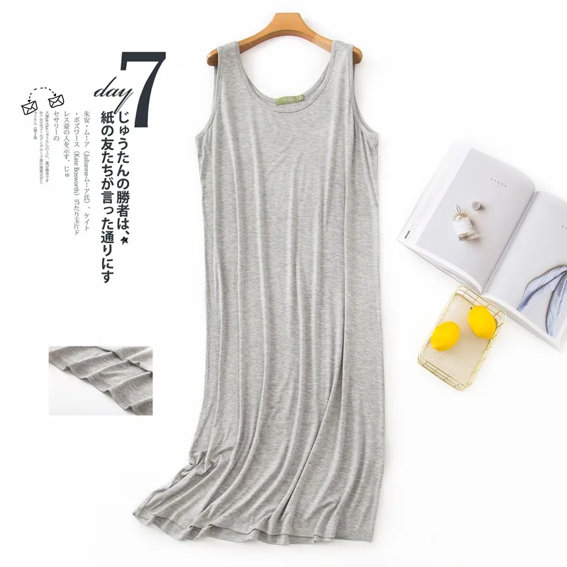 Ночная рубашка женская из модала тонкая сорочка без рукавов повседневная мягкая