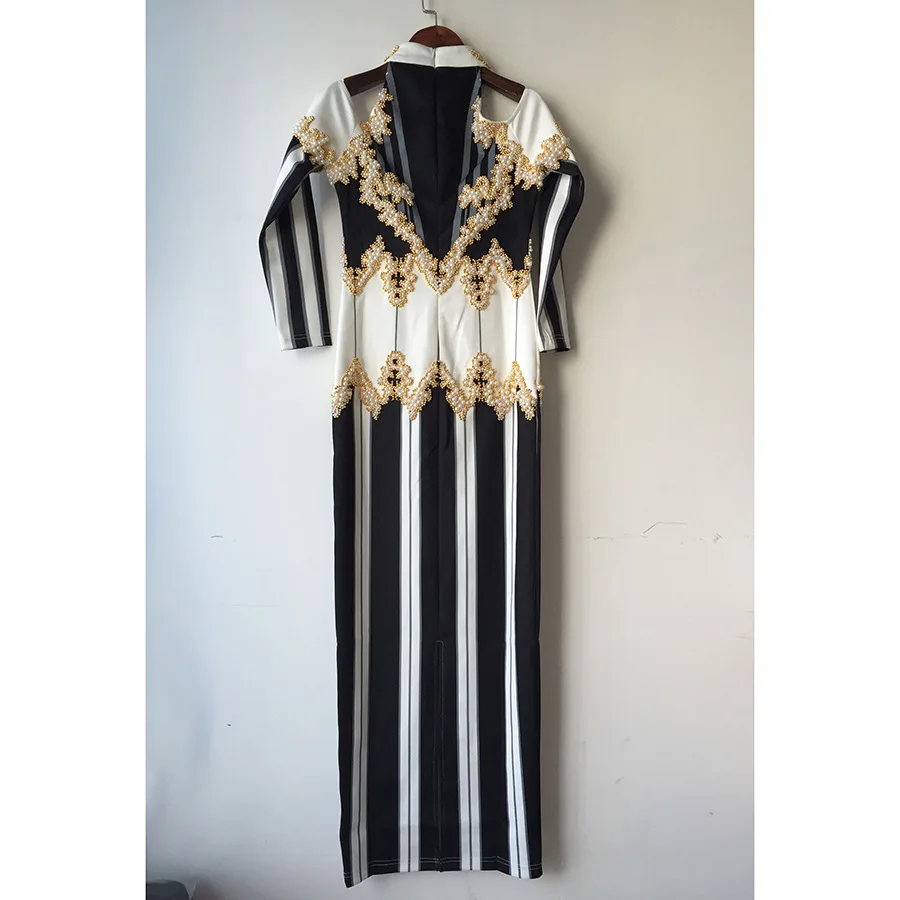 

Kardashian New dress models star runway luxury heavy Beaded Strapless skinny long