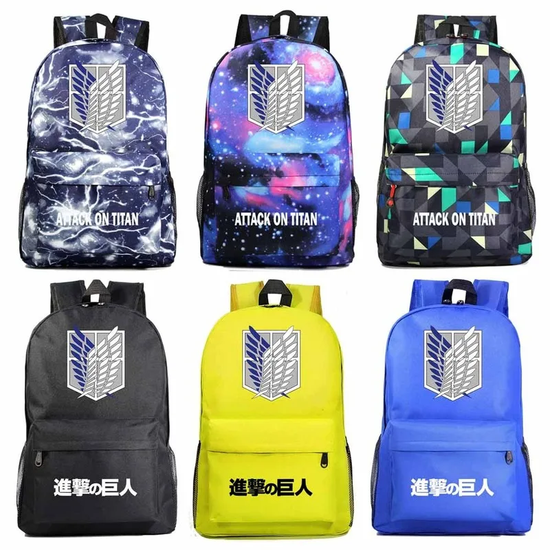 Школьный ранец для мальчиков и девочек модный рюкзак с аниме атака на Титанов