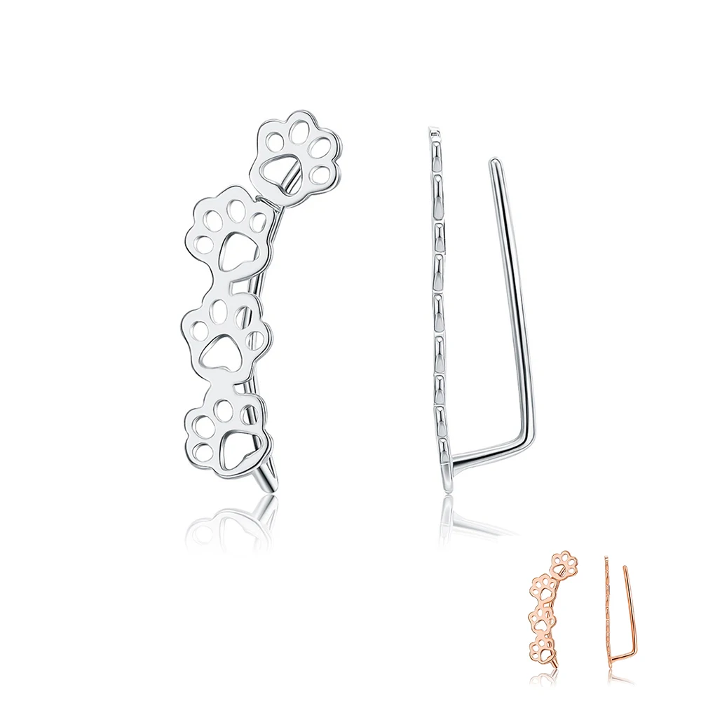 

SILVERHOO 925 Sterling Silver Claw Diameter Cat and Dog Footprint Stud Earrings For Women Lovely Hot Selling Fine Jewelry Gift