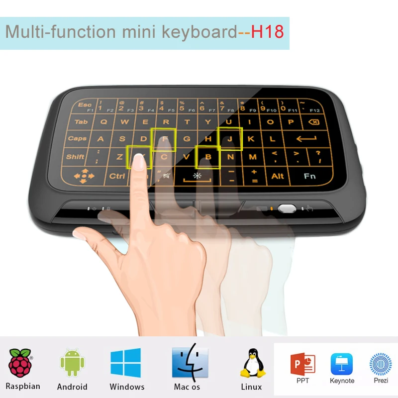 Мини H18 + беспроводная клавиатура 2 4G Портативная с сенсорной панелью Air Mouse для