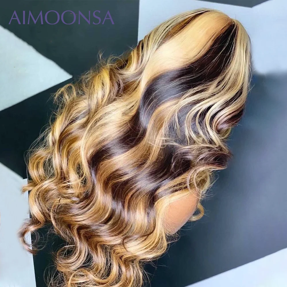 Honey Blonde Lace Front Wigs Colored Human Hair Highlight 613 Frontal Wig Brazilian Women's Long | Шиньоны и парики