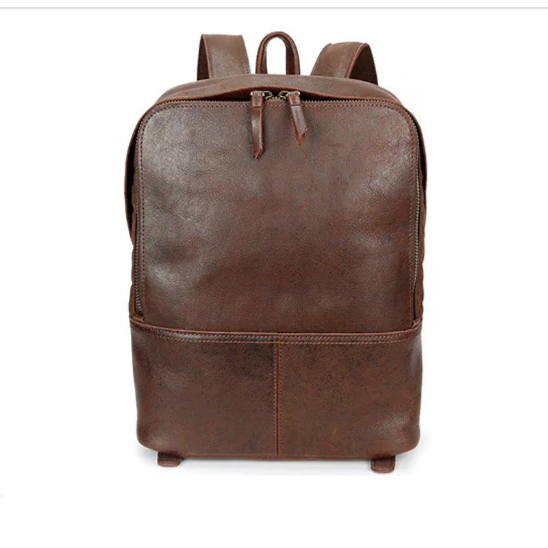 

New Genuine Leather Backpack Men Vintage Laptop Crazy Horse Leather backpacks for school bag mochilas travel backpack male bag