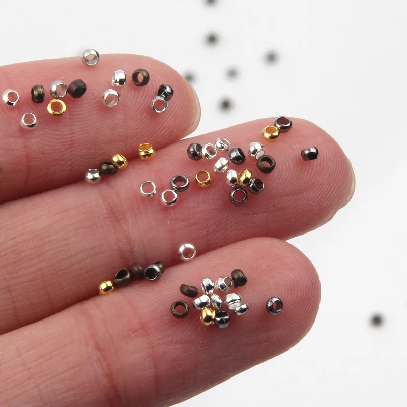 

500 unids/lote oro rodio bola crimpado final cuentas Dia 2 2,5 3 mm tapon espaciador perlas para la fabricacion de la joyeria