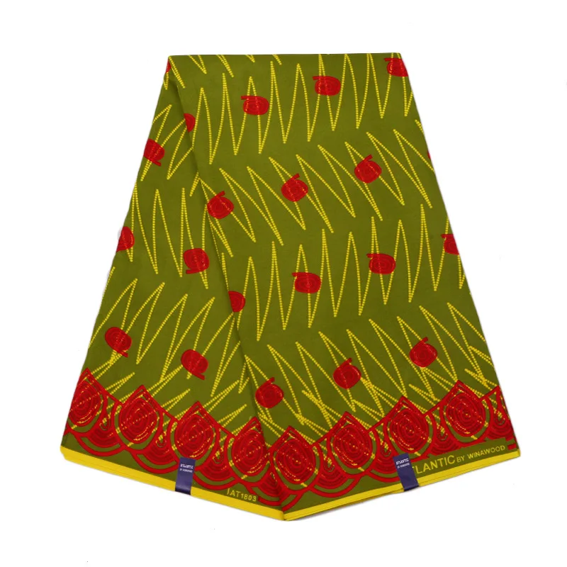 Последние поступления зеленый 100% полиэстер красный принт Африканский Воск