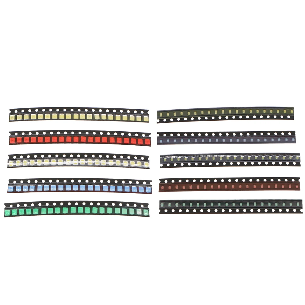 200 шт. SMD СВЕТОДИОДНЫЙ диодный свет Ассорти набор (мини чип для PCB DC 20mA) супер яркий