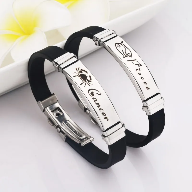 Силиконовый браслет с созвездиями регулируемый из нержавеющей стали для мужчин