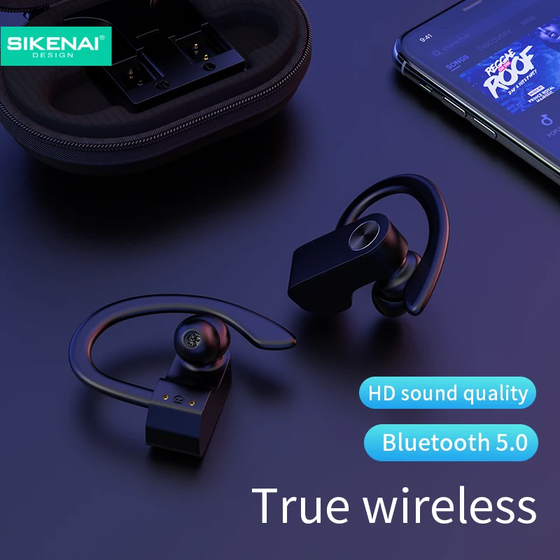 

Sikenai Bluetooth 5.0 True Wireless Handsfree Earbuds Earphone Ear Hook With Wireless Charging Case For Sports Mobile Phone