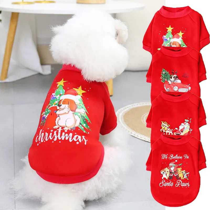 

Christmas Print Dog Clothes Winter Warm Pet Clothes Jacket Coat Puppy Clothing Hoodies For Small Medium Dogs Chihuahua Yorkies