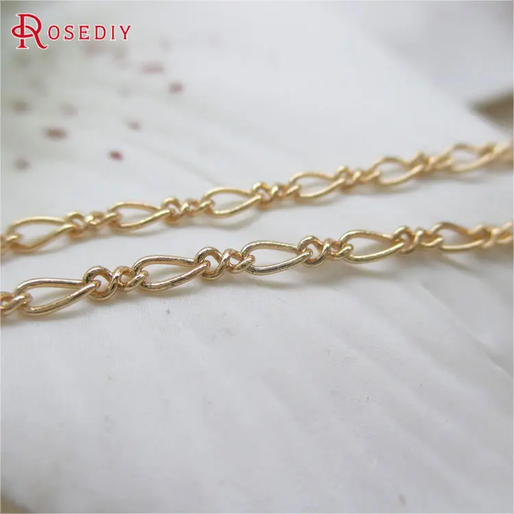 2 м Ширина 1 мм 24K Шампань золото Цвет медь Фигаро цепи ожерелье Высокое качество Diy