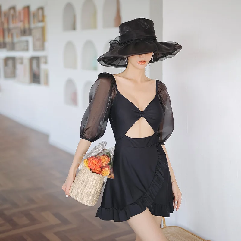 

Women Swimsuit Push Up Swimwear Swim Suit Bathing Hot Korea Ins One Piece Skirt 2021 New Print Polyester Sierra Surfer Bikini