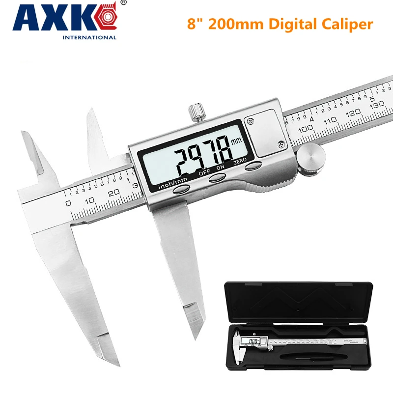 8&quot 200mm Digital Caliper Stainless Steel LCD Vernier Shipping with Retail+Box AXK Tools 2021 new sales | Инструменты