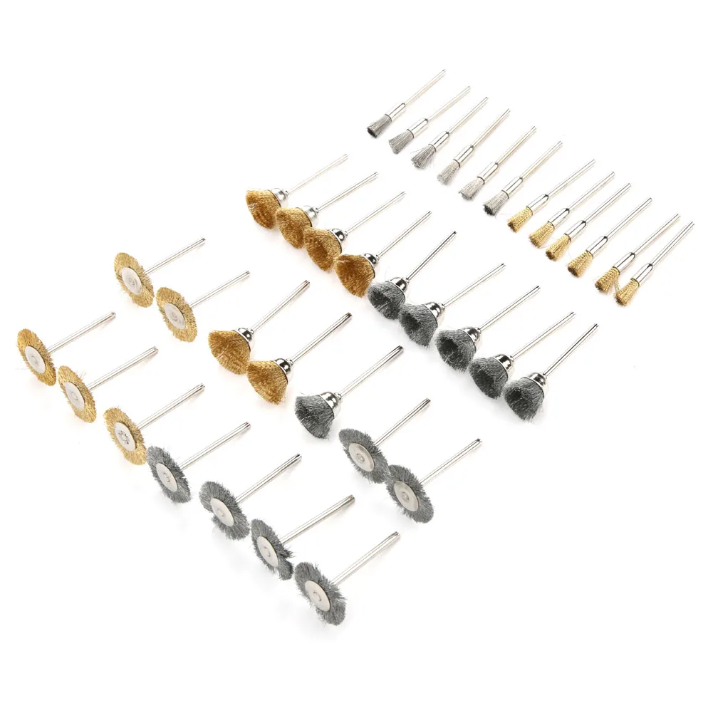 

35Pcs Wire Brush Polishing Wheel Brass Steel Electric Grinding Rotating Tool Accessories